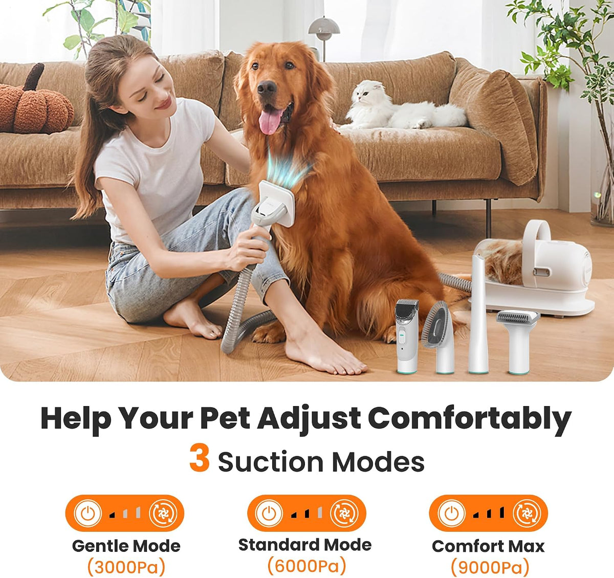 Neakasa P1 Pro pet grooming kit with vacuum suction and attachment heads