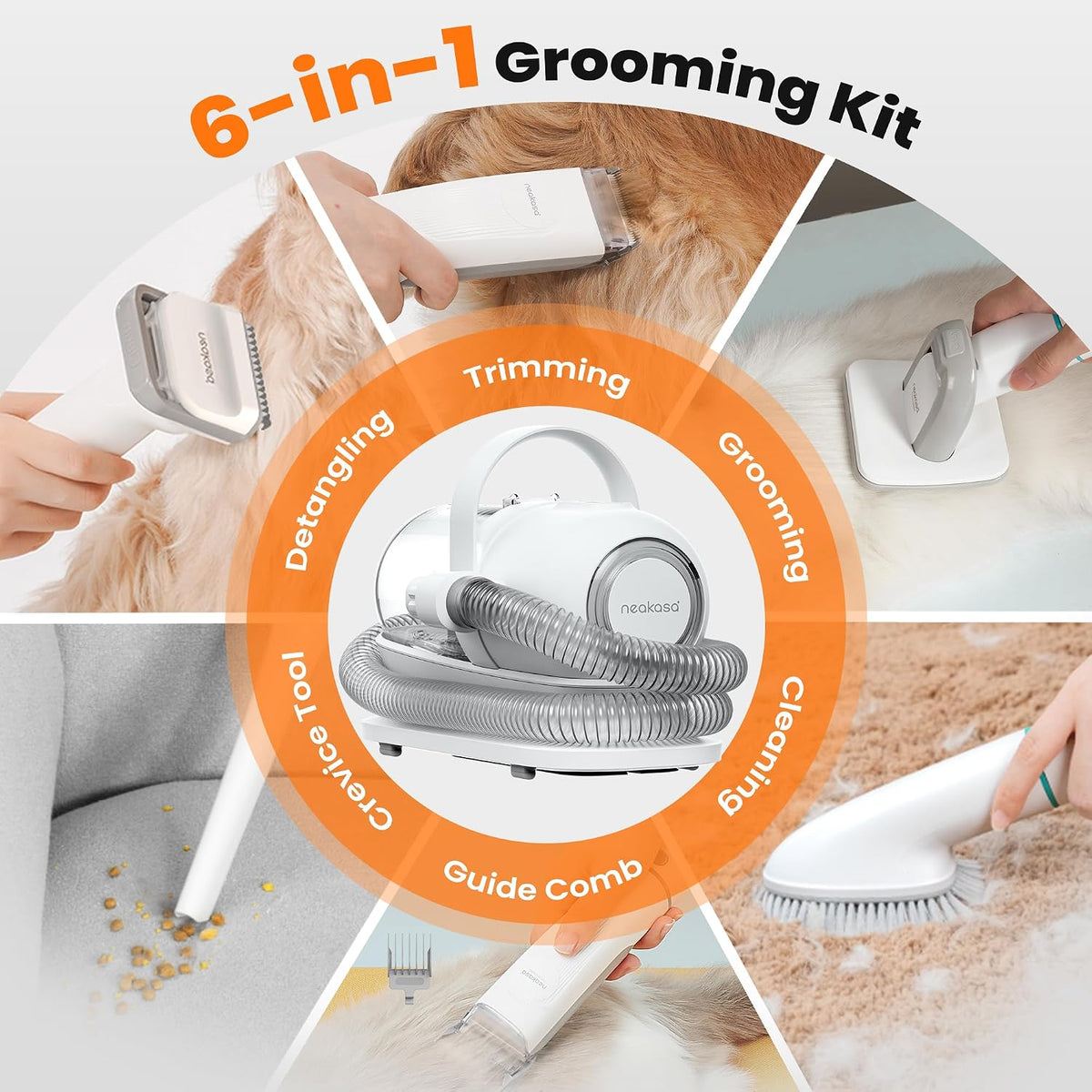 Neakasa P1 Pro pet grooming kit with vacuum suction and attachment heads