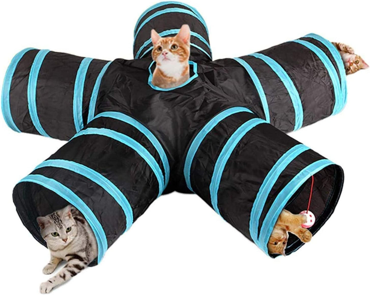 5 Way Cat Tunnel Toy Foldable With Bells
