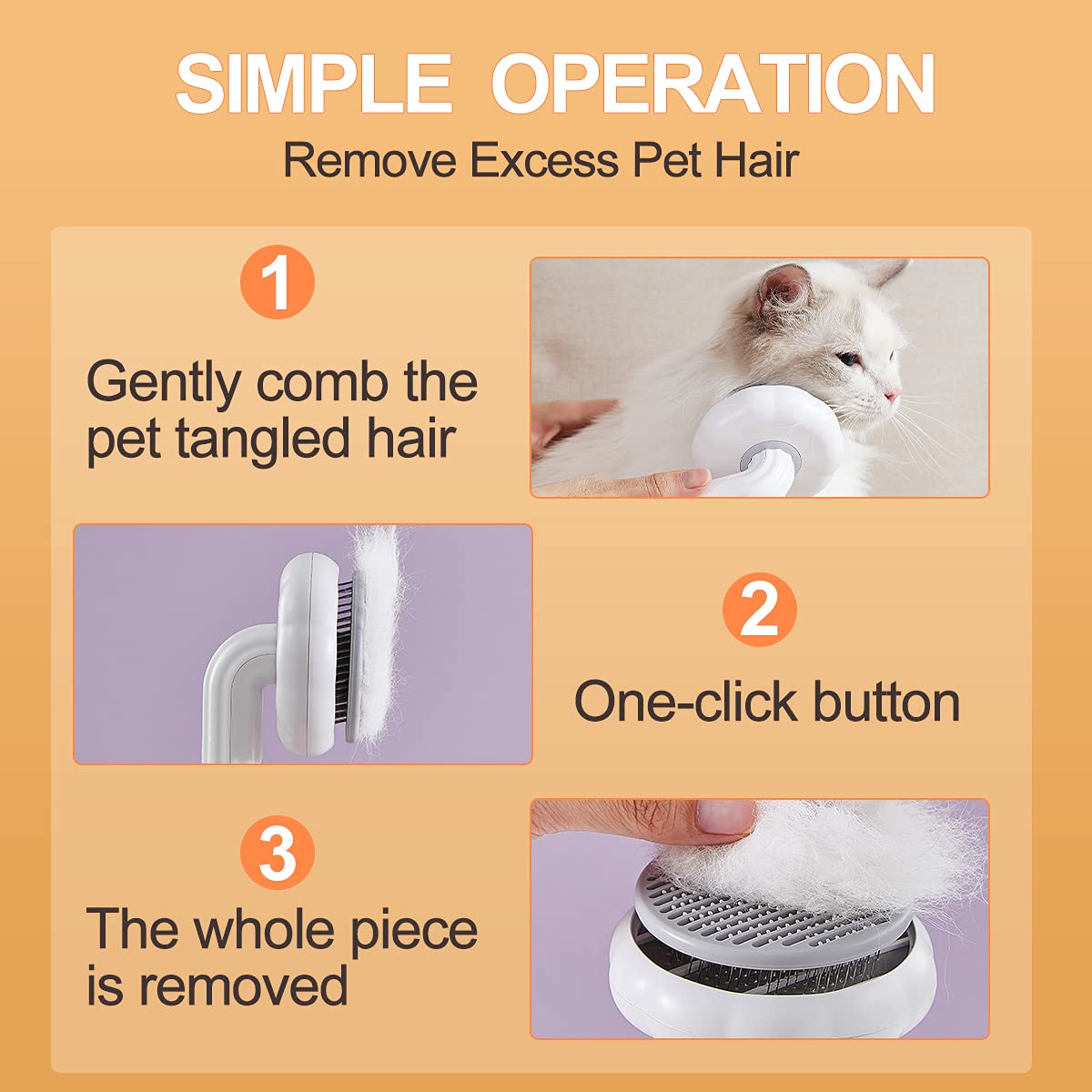 Pet Cat Dog Grooming Massage Self-Cleaning Brush Comb