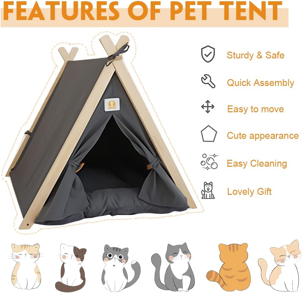 Large Washable Canvas Pet Cat Dog Tent House