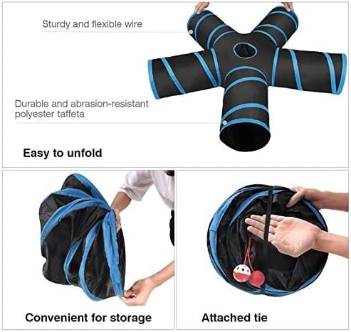 5 Way Cat Tunnel Toy Foldable With Bells