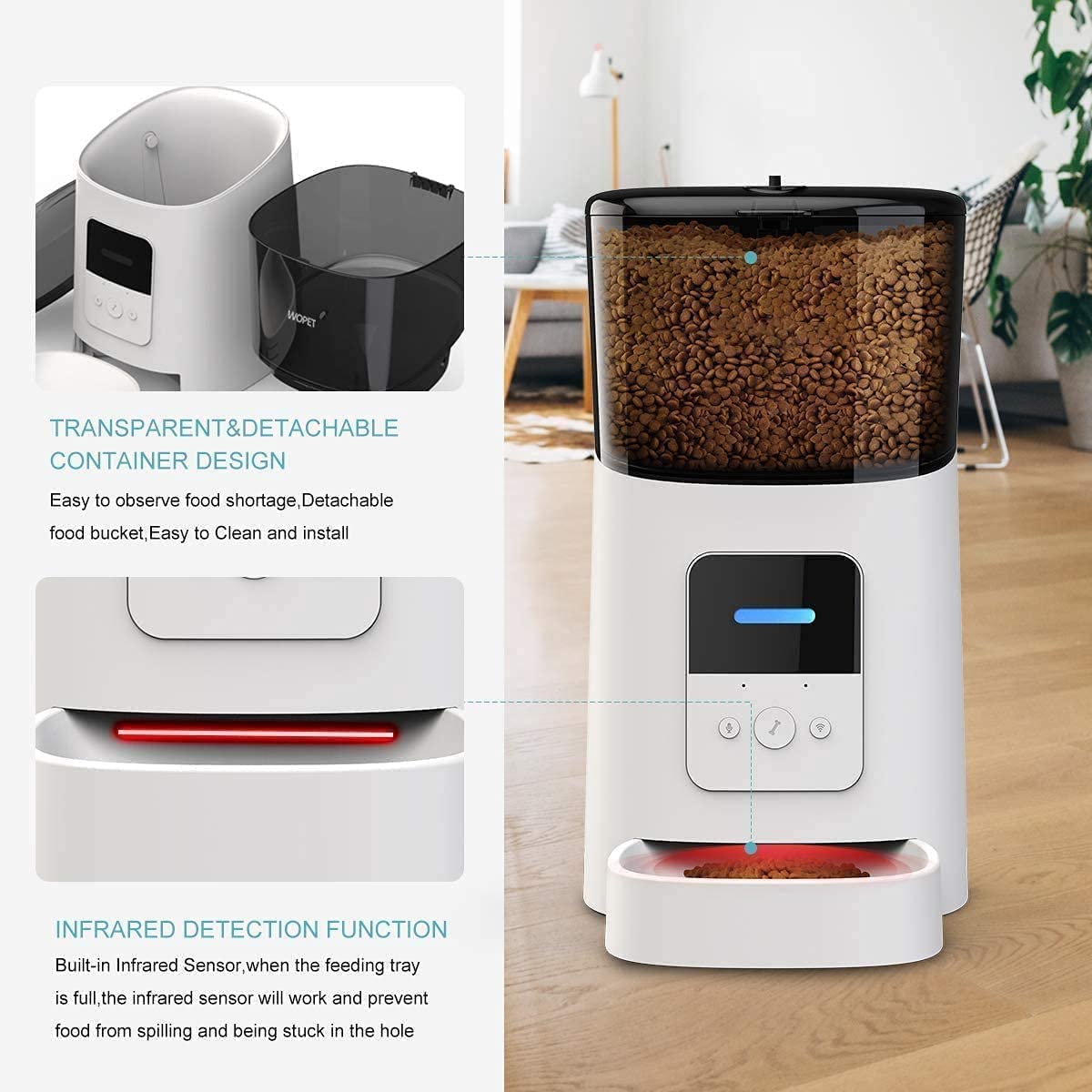 Smart Wi-Fi Enabled Automatic Cat Dog Pet Feeder