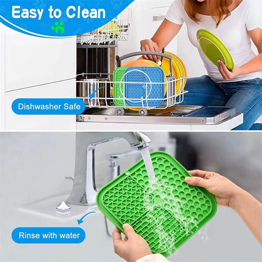 Dog Lick Pad - 2pcs Slow Feeder Treat Mat with Suction for Bathing, Grooming, Training