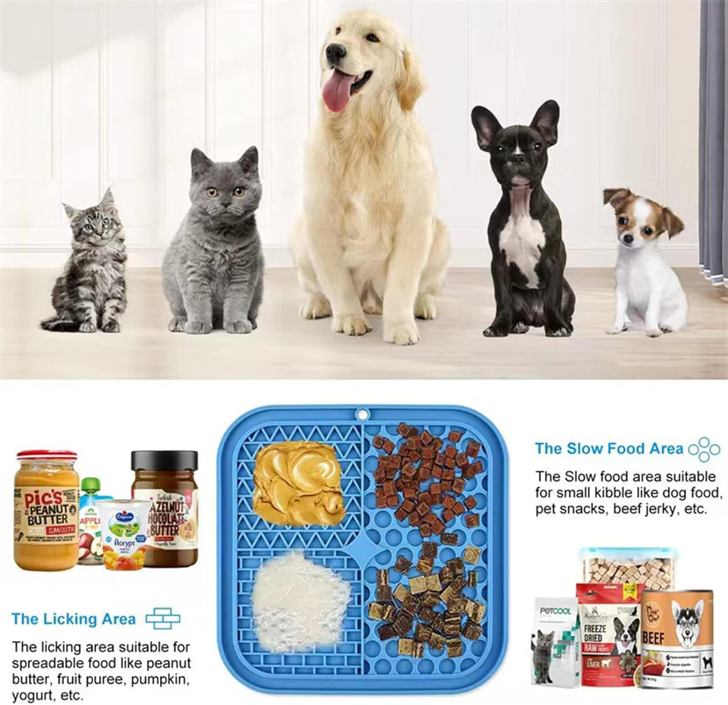 Dog Lick Pad - 2pcs Slow Feeder Treat Mat with Suction for Bathing, Grooming, Training