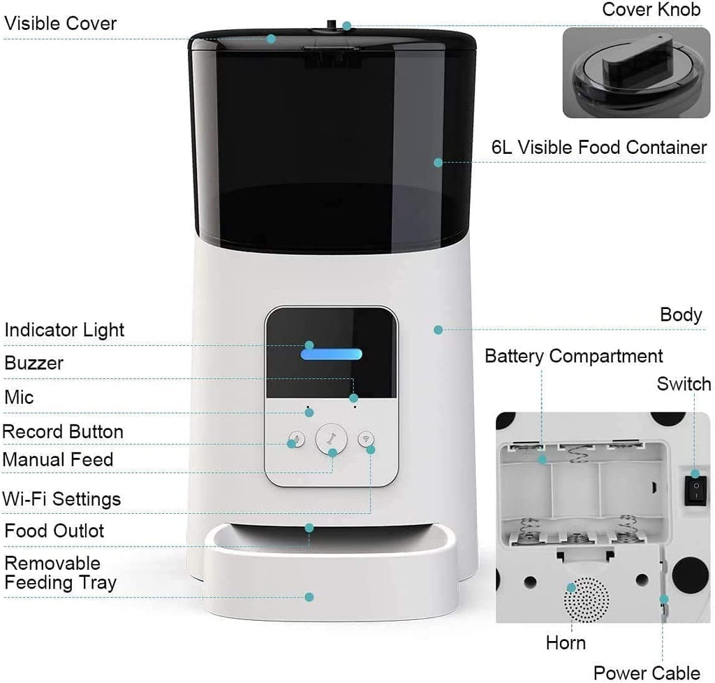 Smart Wi-Fi Enabled Automatic Cat Dog Pet Feeder