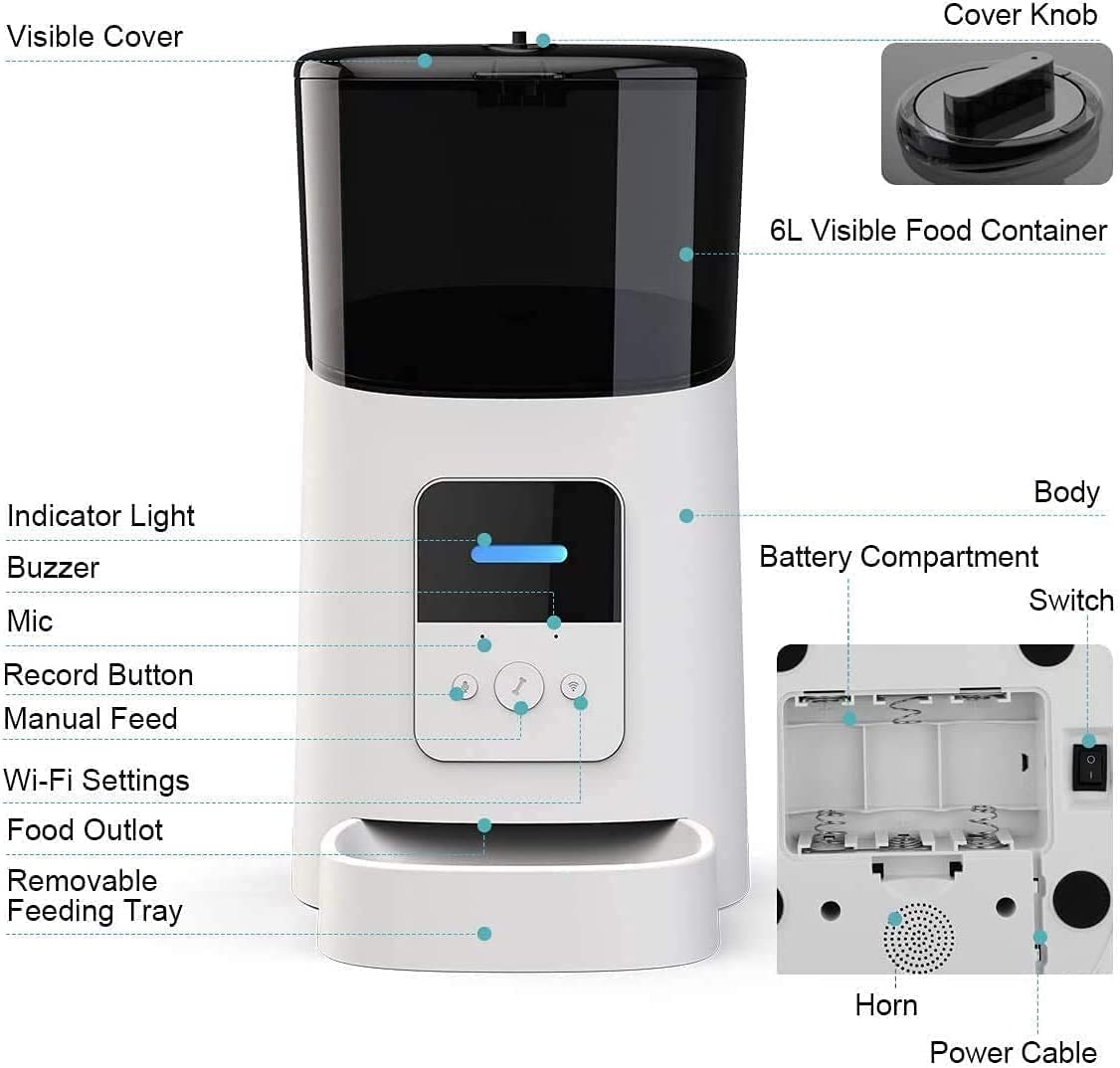 Smart Wi-Fi Enabled Automatic Cat Dog Pet Feeder
