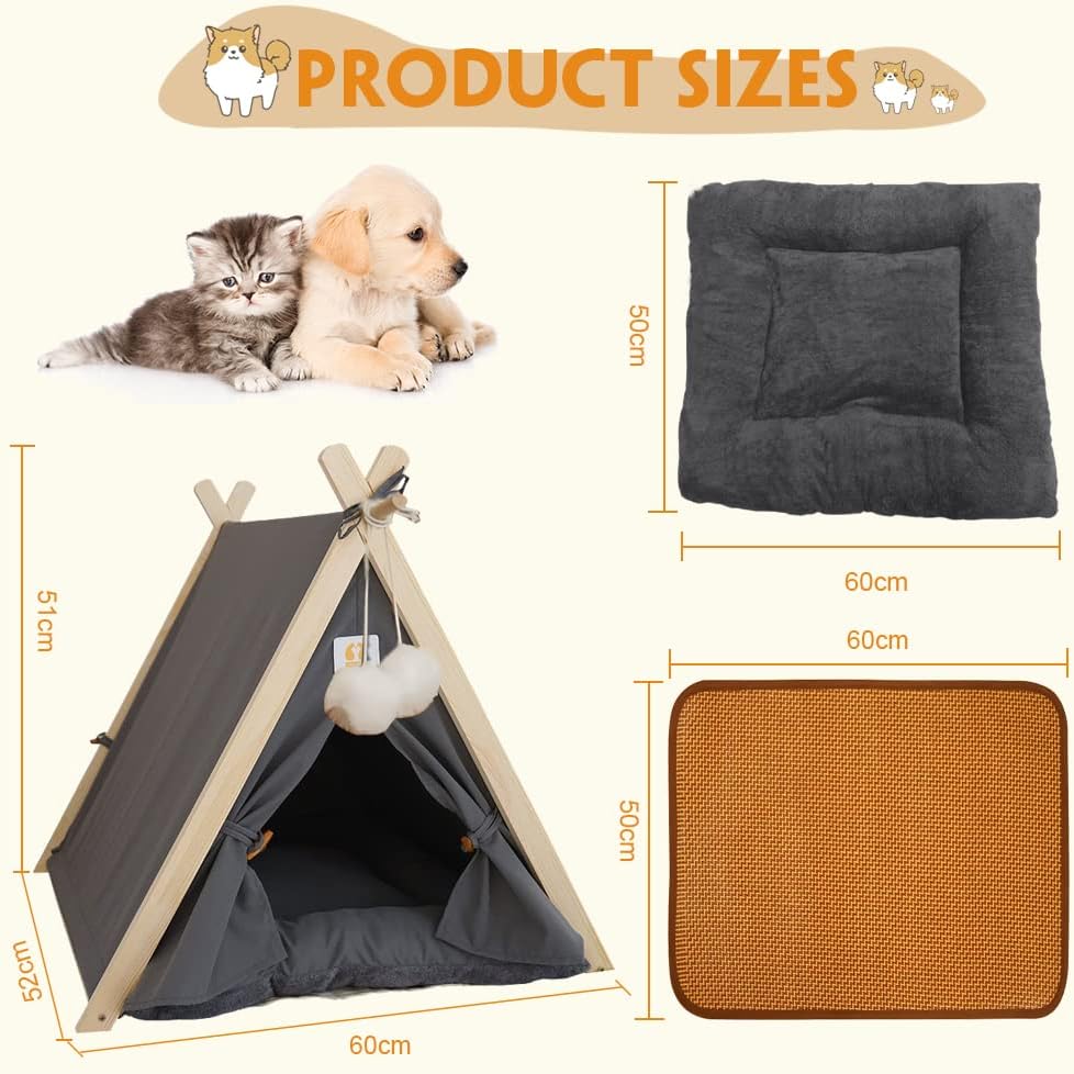 Large Washable Canvas Pet Cat Dog Tent House