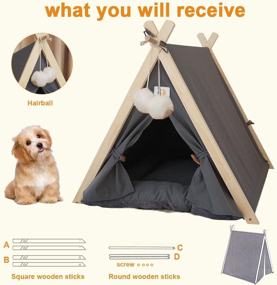 Large Washable Canvas Pet Cat Dog Tent House